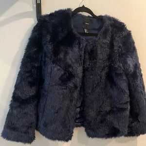 Deep blue fur coat